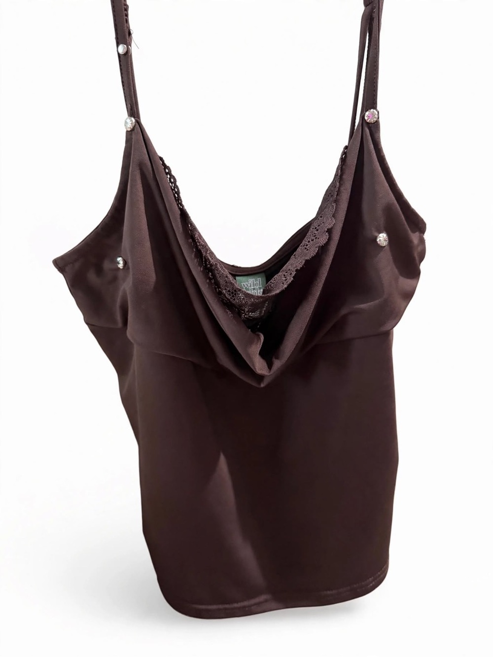 wild fable Chocolate Brown Satin Cowl Neck Camisole